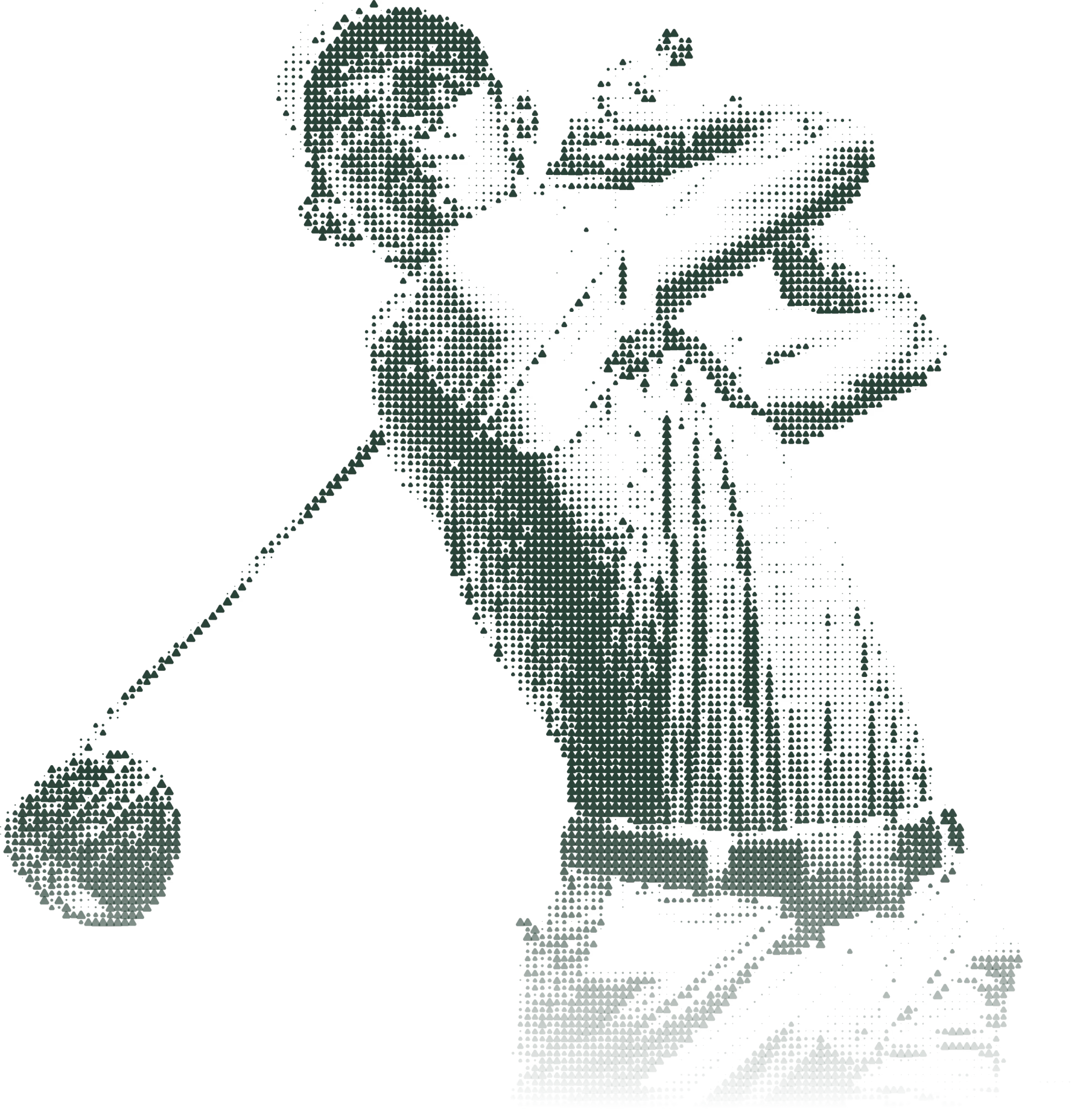 Golfer at the top of his swing, halftone illustration